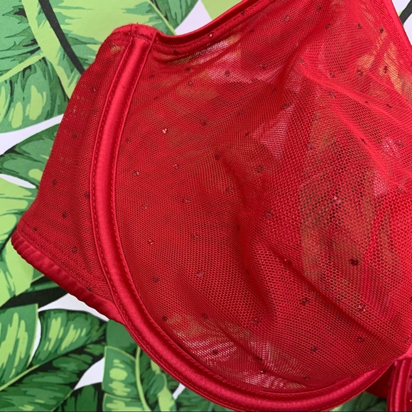 Y2K Victoria's Secret Bra Women's Size 38D Red Glitter Sexy Unlined 2000s - Picture 4 of 8